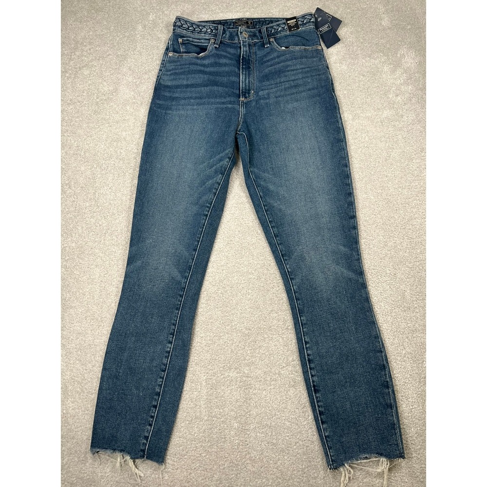 Abercrombie & Fitch Curve Love High Rise Super Skinny Ankle Braided Jeans 27 4R